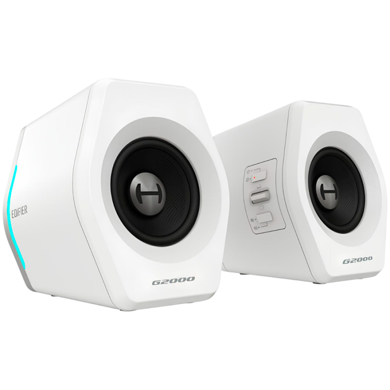 Γκάιμερ ηχεία Edifier G2000 2.0 WH, 16W RMS, BT V5.1, USB, AUX, RGB, Hi-Fi, 3 λειτουργίες, Μνήμη ρυθμίσεων, Λευκό