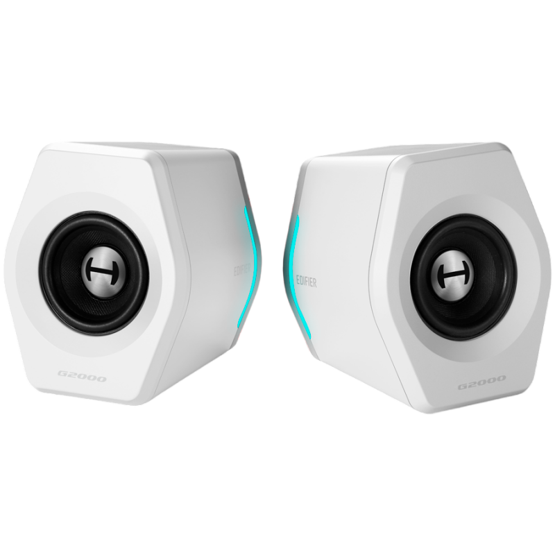 Γκάιμερ ηχεία Edifier G2000 2.0 WH, 16W RMS, BT V5.1, USB, AUX, RGB, Hi-Fi, 3 λειτουργίες, Μνήμη ρυθμίσεων, Λευκό