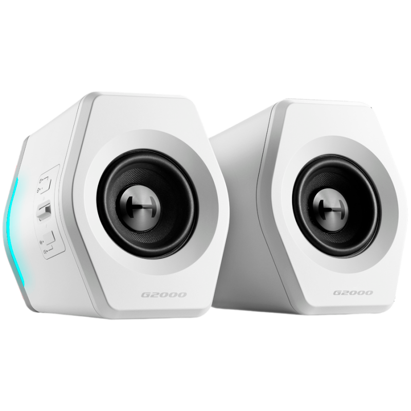 Γκάιμερ ηχεία Edifier G2000 2.0 WH, 16W RMS, BT V5.1, USB, AUX, RGB, Hi-Fi, 3 λειτουργίες, Μνήμη ρυθμίσεων, Λευκό