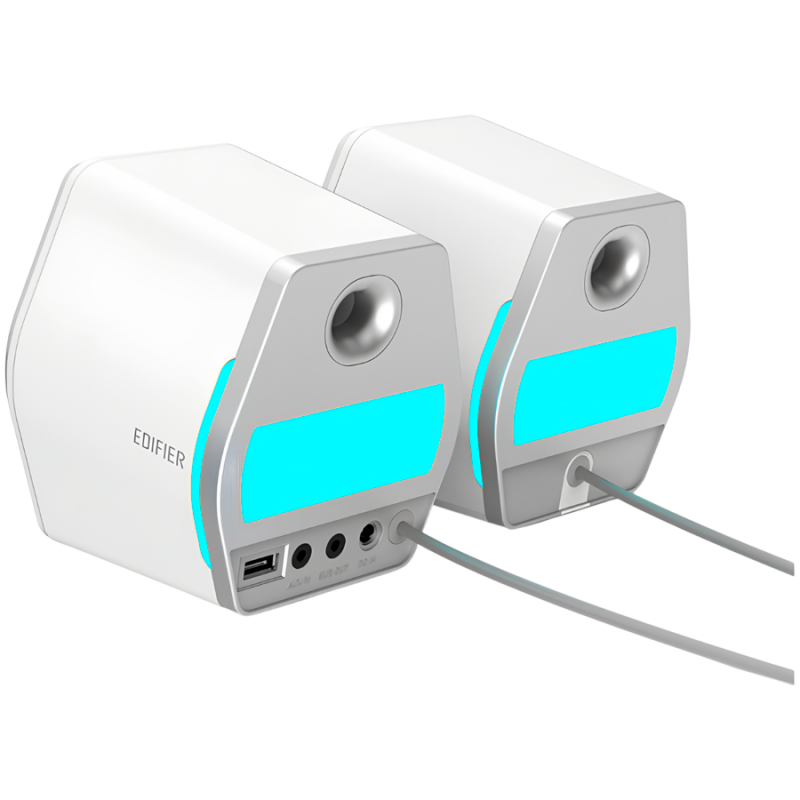 Γκάιμερ ηχεία Edifier G2000 2.0 WH, 16W RMS, BT V5.1, USB, AUX, RGB, Hi-Fi, 3 λειτουργίες, Μνήμη ρυθμίσεων, Λευκό