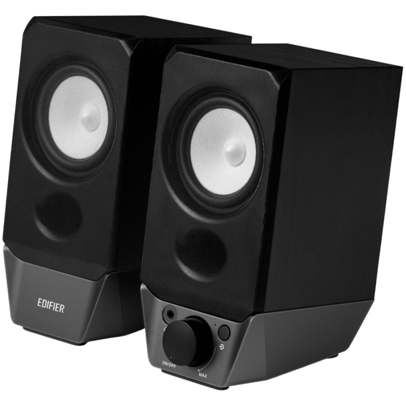Ηχεία Edifier R19BT 2.0, 4W RMS, Bluetooth V5.3, USB, AUX, Κεκλιμένο σχέδιο, Μπροστινή θύρα 3,5 mm, Μαύρο