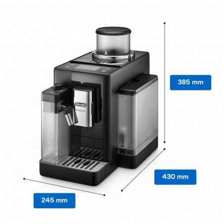 Εσπρέσο μηχανή DeLonghi Rivelia Onyx Black EXAM440.55.B, 1450W, 19 bar, 1,4 l, 16 ροφήματα, Aroma, LatteCrema Hot, Twin Shot, Bean Adapt, οθόνη αφής TFT, μαύρο ματ