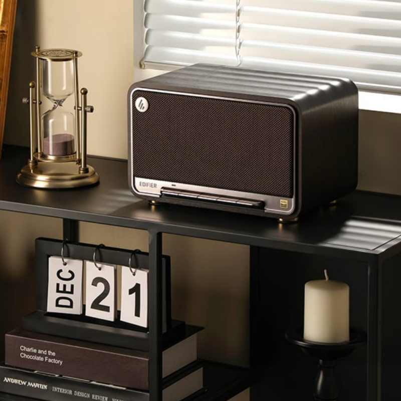 Ηχείο Edifier D32 BL-WALNUT, 60W, 11 ώρες, Hi-Res Audio/Wireless, Bluetooth 5.3, Wi-Fi, Apple Airplay2, DRC, DSP,  Ξύλινο περίβλημα, Μαύρο καρυδιά/καφέ