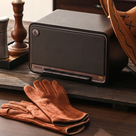 Ηχείο Edifier D32 BL-WALNUT, 60W, 11 ώρες, Hi-Res Audio/Wireless, Bluetooth 5.3, Wi-Fi, Apple Airplay2, DRC, DSP,  Ξύλινο περίβλημα, Μαύρο καρυδιά/καφέ