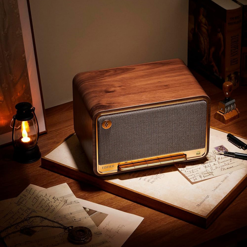 Ηχείο Edifier D32 BR, 60W, 11 ώρες, Hi-Res Audio/Wireless, Bluetooth 5.3, Wi-Fi, Apple Airplay2, DRC, DSP,  Ξύλινο περίβλημα, Καφέ