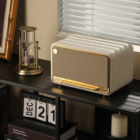 Ηχείο Edifier D32 WH, 60W, 11 ώρες, Hi-Res Audio/Wireless, Bluetooth 5.3, Wi-Fi, Apple Airplay2, DRC, DSP,  Ξύλινο περίβλημα, Λευκό