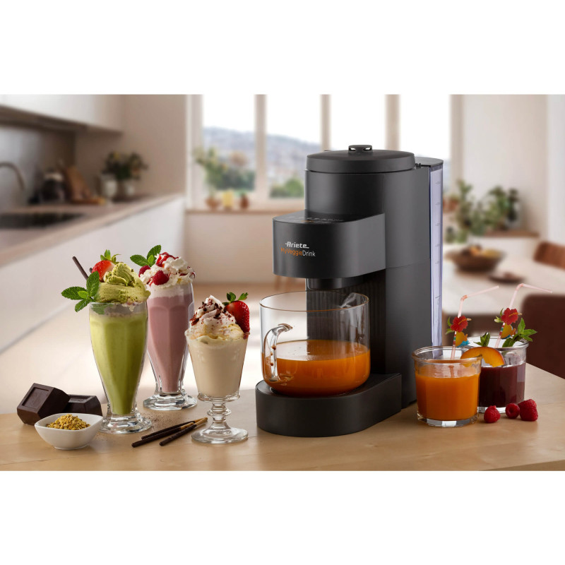 Συσκευή για φυτικό γάλα Ariete My Veggie Drink 0650/00, 1200W, 1,5 λίτρα, Αυτοκαθαριζόμενη, Χρονοδιακόπτης, Μαύρο