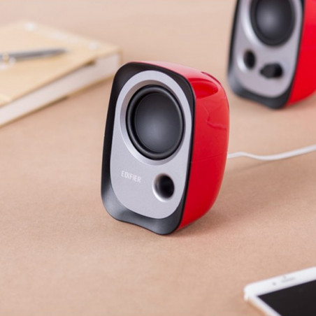 Ηχεία Edifier R12U RE 2.0, 4W RMS, USB, AUX, 20 KHz, ηχεία 2,25", Έλεγχος ήχου, Κόκκινο