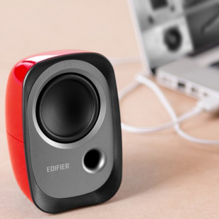 Ηχεία Edifier R12U RE 2.0, 4W RMS, USB, AUX, 20 KHz, ηχεία 2,25", Έλεγχος ήχου, Κόκκινο
