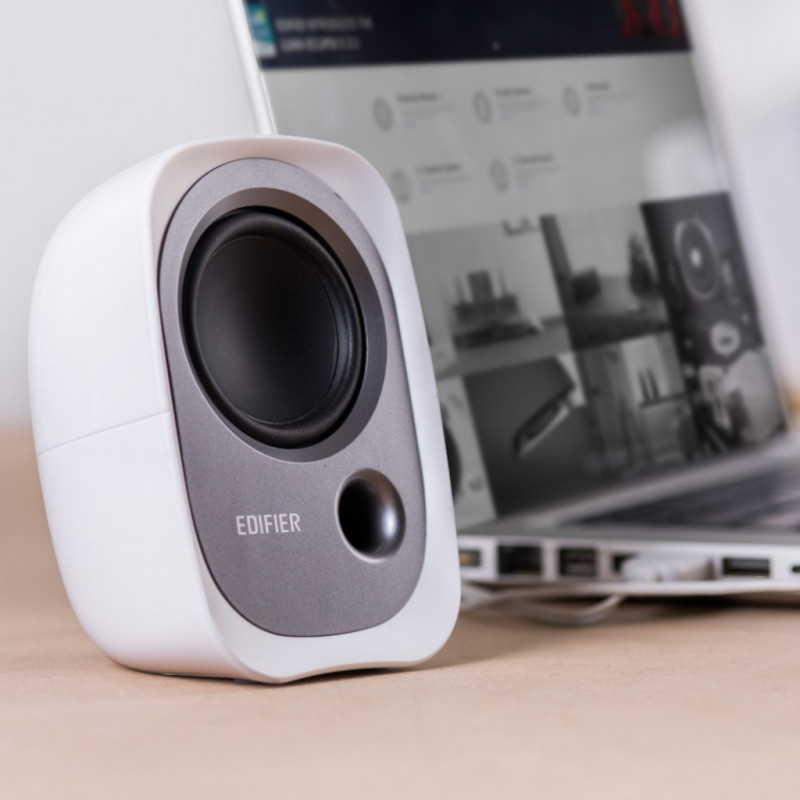 Ηχεία Edifier R12U WH 2.0, 4W RMS, USB, AUX, 20 KHz, ηχεία 2,25", Έλεγχος ήχου, Λευκό