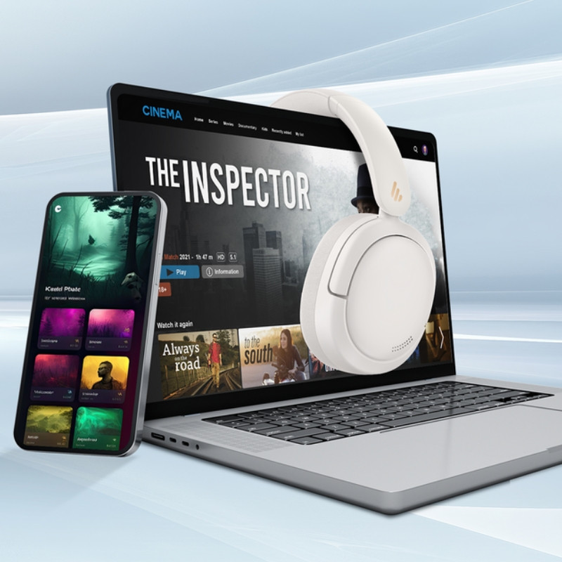 Ασύρματα ακουστικά Edifier W800BT Pro IV, 40 mm, 45 ώρες, A.I, Δυναμικά ηχεία με επίστρωση τιτανίου, ANC, BT V5.4, Hi-Res, Multipoint, Λειτουργίες EQ, ConneX, Μπεζ