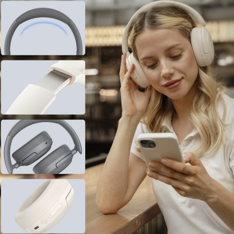 Ασύρματα ακουστικά Edifier W800BT Pro IV, 40 mm, 45 ώρες, A.I, Δυναμικά ηχεία με επίστρωση τιτανίου, ANC, BT V5.4, Hi-Res, Multipoint, Λειτουργίες EQ, ConneX, Μπεζ