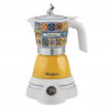 Ηλεκτρική καφετιέρα Ariete Moka Vintage Positano 1358/1P, 400W, 4 φλιτζάνια, Ασύρματη χρήση, Βάση που περιστρέφεται 360 μοίρες, Λευκό/Κίτρινο