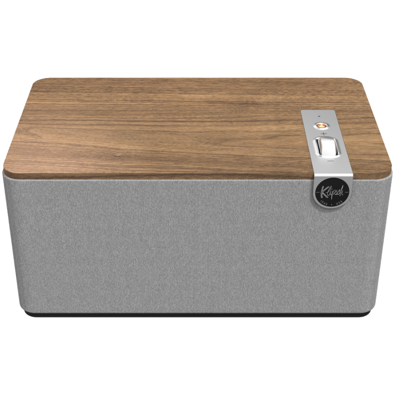 Ηχείο Klipsch The Three Plus Walnut, 120W, 2.1, 45Hz, USB+USB-C, Type-A, RCA, Bluetooth, εφαρμογή για κινητά, Ξύλο καρυδιάς/γκρι