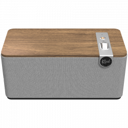 Ηχείο γραφείου Klipsch The One Plus 2.1 W, 60W, Bluetooth 5.3, USB-C, Διπλή ενίσχυση, Ξύλινο σώμα, Εφαρμογή για κινητά, Ξύλο καρυδιάς/γκρι