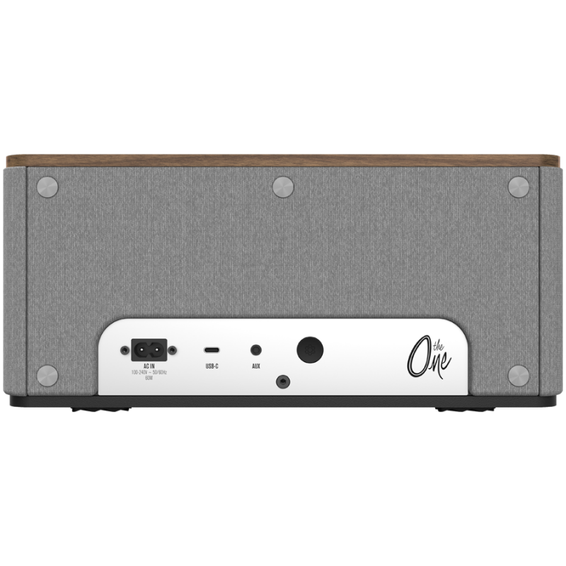 Ηχείο γραφείου Klipsch The One Plus 2.1 W, 60W, Bluetooth 5.3, USB-C, Διπλή ενίσχυση, Ξύλινο σώμα, Εφαρμογή για κινητά, Ξύλο καρυδιάς/γκρι