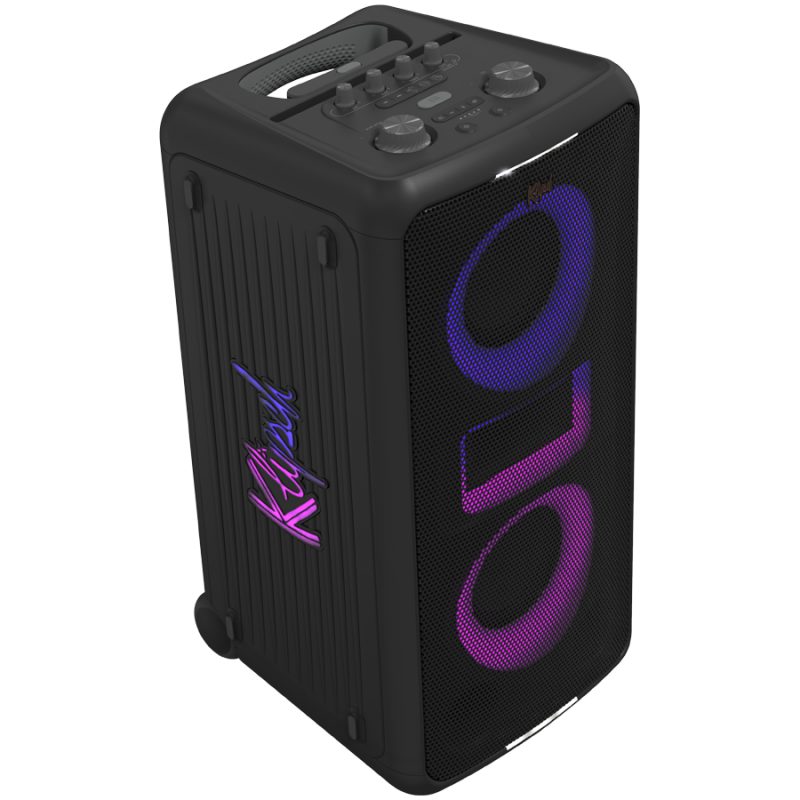 Φορητό ηχοσύστημα Klipsch Miami Black, 18 ώρες, 5000 mAh, Bluetooth 5.2, AUX, USB, Daisy Chain, Ultra Bass, Party Link, Karaoke, Μικρόφωνο, Μαύρο