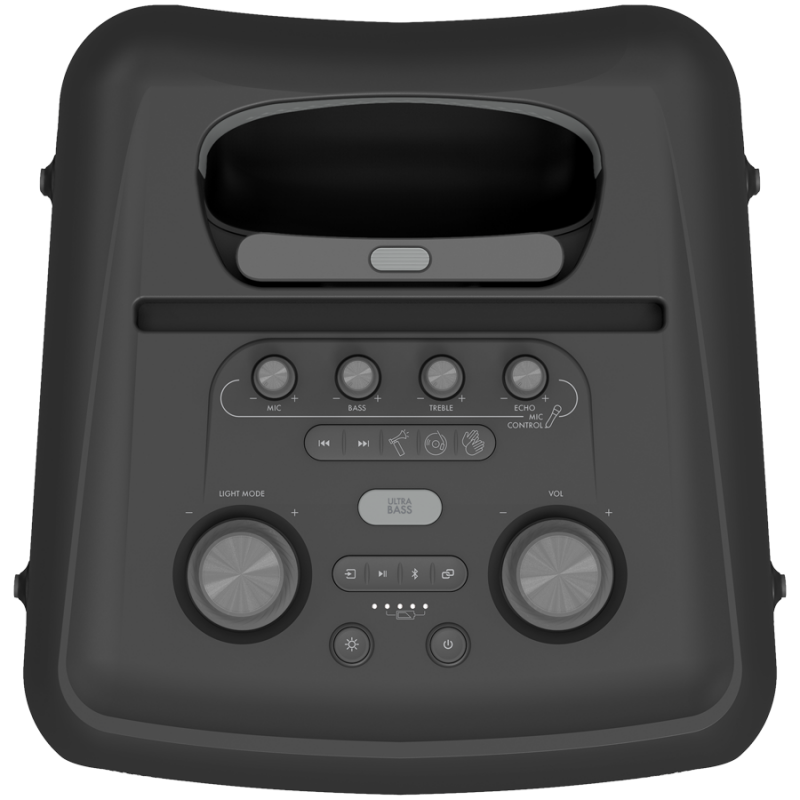 Φορητό ηχοσύστημα Klipsch Miami Black, 18 ώρες, 5000 mAh, Bluetooth 5.2, AUX, USB, Daisy Chain, Ultra Bass, Party Link, Karaoke, Μικρόφωνο, Μαύρο