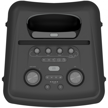 Φορητό ηχοσύστημα Klipsch Miami Black, 18 ώρες, 5000 mAh, Bluetooth 5.2, AUX, USB, Daisy Chain, Ultra Bass, Party Link, Karaoke, Μικρόφωνο, Μαύρο