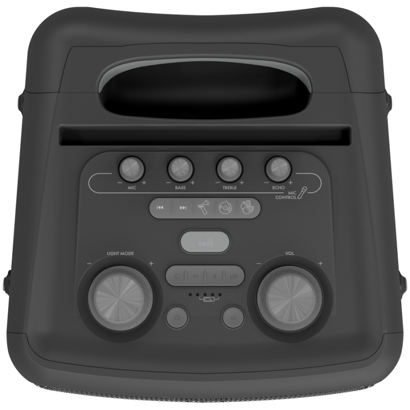 Φορητό ηχοσύστημα Klipsch Vegas Black, 4400 mAh, 12 ώρες, Bluetooth 5.2, AUX, USB, Μικρόφωνο, Ultra Bass, Party Link, Φωτεινά εφέ RGB, Εφαρμογή για κινητά, Μαύρο