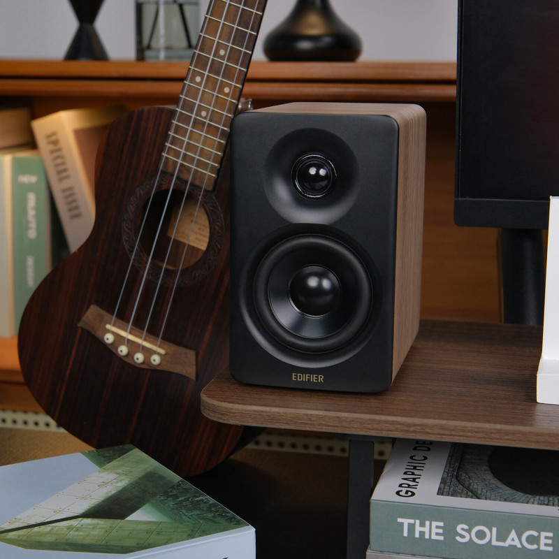 Ηχεία Edifier M60 CL-OAK, 66W RMS, Bluetooth V5.3, Hi-Res & Hi-Res, DSP, USB-C, 3.5 AUX, ConneX, Χειροποίητο περίβλημα, Καφέ