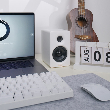 Ηχεία Edifier M60 WH, 66W RMS, Bluetooth V5.3, Hi-Res & Hi-Res, DSP, USB-C, 3.5 AUX, ConneX, Χειροποίητο περίβλημα, Λευκό