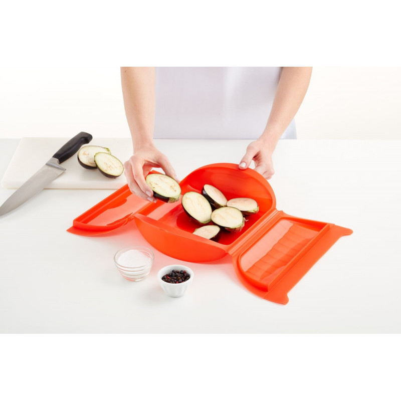 Ατμομάγειρας μικροκυμάτων με σχάρα Lekue 1009026, 1,4 λίτρα, 3-4 μερίδες, σιλικόνη Platinum, Κόκκινο