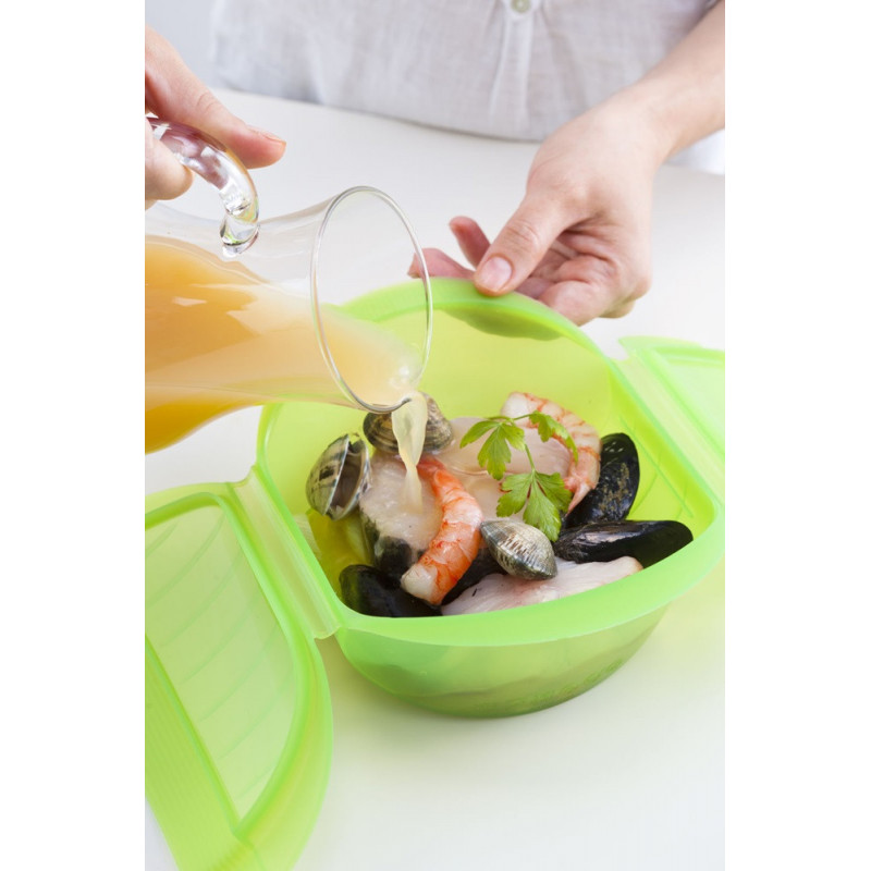 Ατμομάγειρας μικροκυμάτων Lekue 1009027, 500 ml, 1-2 μερίδες, σιλικόνη Platinum, Πράσινο