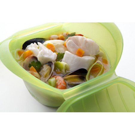 Ατμομάγειρας μικροκυμάτων Lekue 1009027, 500 ml, 1-2 μερίδες, σιλικόνη Platinum, Πράσινο