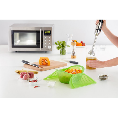 Ατμομάγειρας μικροκυμάτων Lekue 1009027, 500 ml, 1-2 μερίδες, σιλικόνη Platinum, Πράσινο