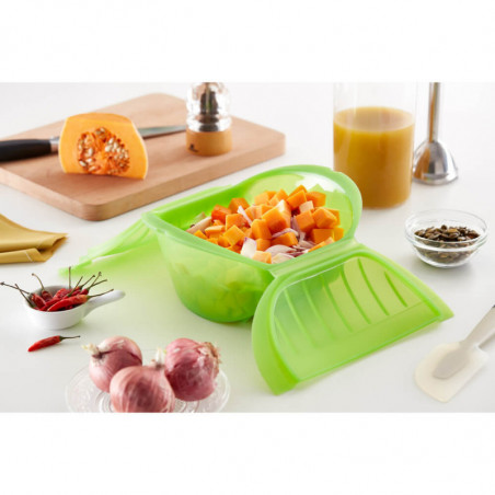 Ατμομάγειρας μικροκυμάτων Lekue 1009027, 500 ml, 1-2 μερίδες, σιλικόνη Platinum, Πράσινο