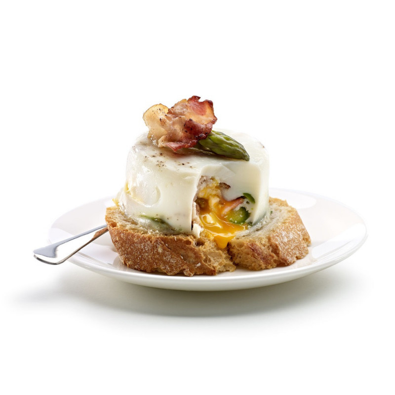 Βραστήρας αυγών για φούρνο μικροκυμάτων Lekue 1009028, 100 ml, Για 1 αυγό, Σιλικόνη πλατίνας, Διαφανές/Κόκκινο