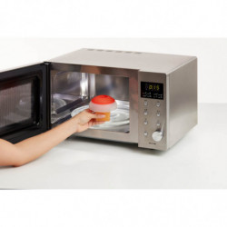 Βραστήρας αυγών για φούρνο μικροκυμάτων Lekue 1009028, 100 ml, Για 1 αυγό, Σιλικόνη πλατίνας, Διαφανές/Κόκκινο