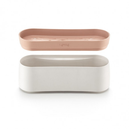 Σκεύος για μαγείρεμα ζυμαρικών στο φούρνο μικροκυμάτων Lekue 1009032, 1,5 λίτρα, 28x11x11,2 εκ., πλατινένιο σιλικόνη, από -20 έως +100C, λευκό/καφέ