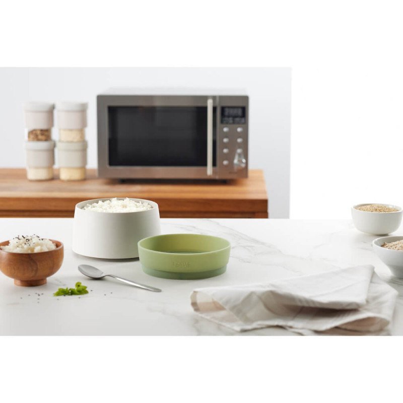 Κύπελλο για μαγείρεμα ρυζιού και κινόα στο φούρνο μικροκυμάτων Lekue 1009033, 1 λίτρο, έως 4 μερίδες, 17,8x13 cm, -20 έως +100C, λευκό/πράσινο
