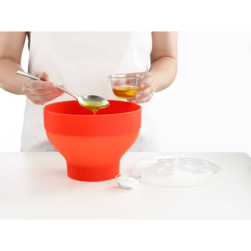 Κύπελλο για την παρασκευή ποπ κορν στο φούρνο μικροκυμάτων Lekue 1009035, 2,8 λίτρα, Ø20x14,5 εκ., Έως 3 άτομα, -60 έως +220C, Κόκκινο