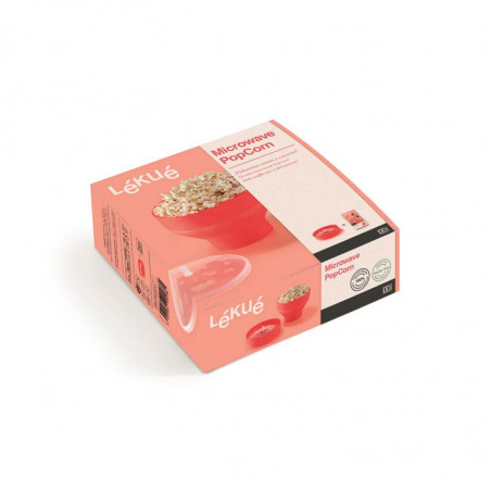 Κύπελλο για την παρασκευή ποπ κορν στο φούρνο μικροκυμάτων Lekue 1009035, 2,8 λίτρα, Ø20x14,5 εκ., Έως 3 άτομα, -60 έως +220C, Κόκκινο