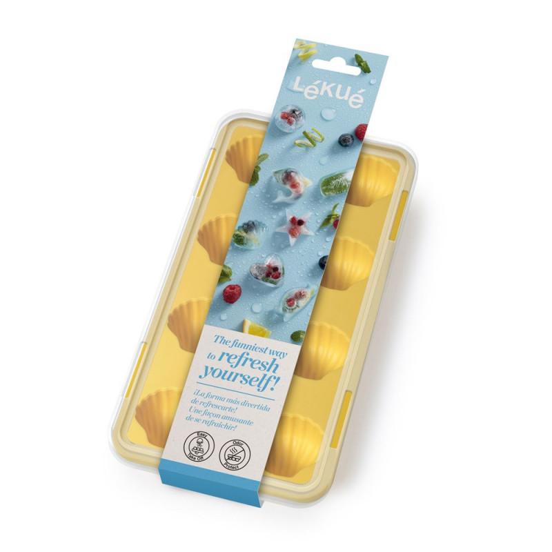 Μορφή για πάγο με καπάκι Lekue 1009041, 23х11,8х3,2 εκ., 11 μερίδες, -40 +60°C, Κίτρινο