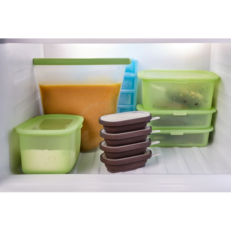 Σετ 4 φορμών για παγωτό σε ξυλάκι Lekue 1009044, 350 ml, -20°C / +100°C, Καπάκια, Γκρι