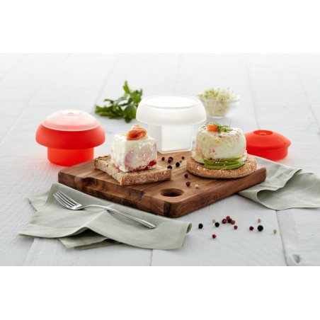 Βραστήρας αυγών για φούρνο μικροκυμάτων Lekue 1009050, 100 ml, Για 1 αυγό, Σιλικόνη πλατίνας, Κόκκινο/Διαφανές