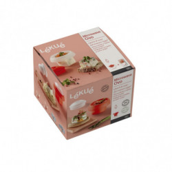 Βραστήρας αυγών για φούρνο μικροκυμάτων Lekue 1009050, 100 ml, Για 1 αυγό, Σιλικόνη πλατίνας, Κόκκινο/Διαφανές