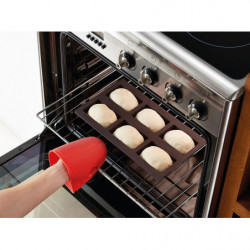 Φόρμα για ψήσιμο ψωμιών Lekue 1009080, 30x17,5x4,2 εκ., 960 ml, 6 διαμερίσματα, πλατινένιο σιλικόνη, από -60 έως +220C, καφέ