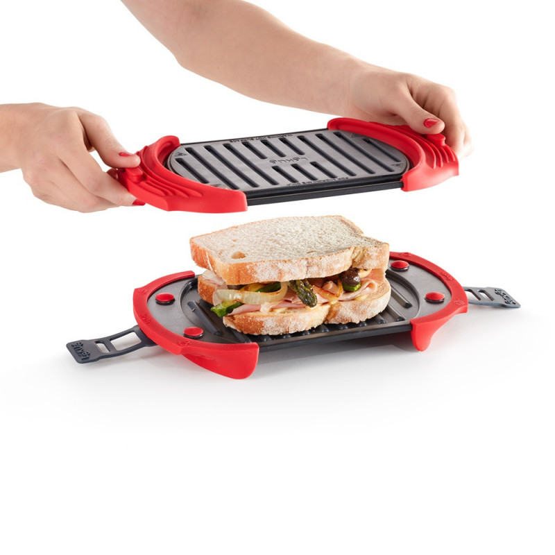 Σκεύος για ψήσιμο στο φούρνο μικροκυμάτων Lekue 1009081, 25,2x14,8x5,4 cm, πλατινένιο σιλικόνη, ατσάλι με αντικολλητική επίστρωση, από 0 έως +240C, κόκκινο