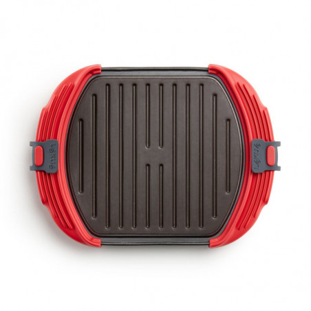 Σκεύος για ψήσιμο στο φούρνο μικροκυμάτων Lekue 1009082, 27x20,7,8x4,4 εκ., πλατινένιο σιλικόνη, ατσάλι με αντικολλητική επίστρωση, από 0 έως +240C, κόκκινο