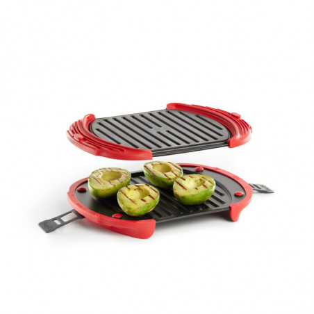 Σκεύος για ψήσιμο στο φούρνο μικροκυμάτων Lekue 1009082, 27x20,7,8x4,4 εκ., πλατινένιο σιλικόνη, ατσάλι με αντικολλητική επίστρωση, από 0 έως +240C, κόκκινο