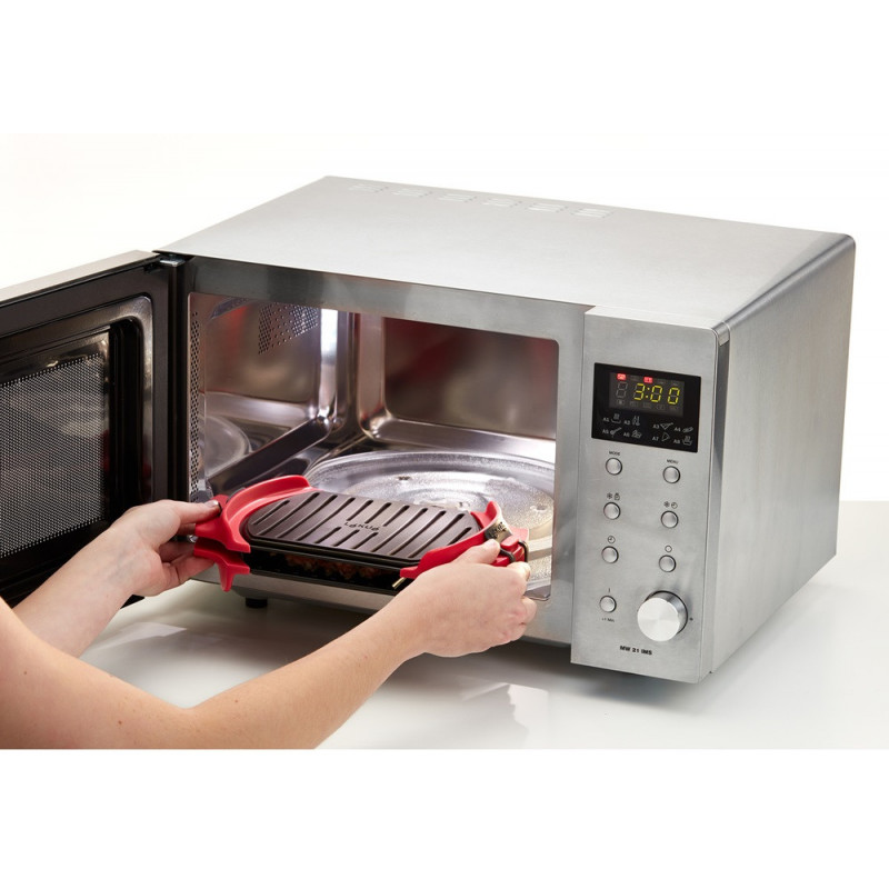 Σκεύος για ψήσιμο στο φούρνο μικροκυμάτων Lekue 1009082, 27x20,7,8x4,4 εκ., πλατινένιο σιλικόνη, ατσάλι με αντικολλητική επίστρωση, από 0 έως +240C, κόκκινο