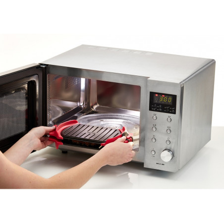 Σκεύος για ψήσιμο στο φούρνο μικροκυμάτων Lekue 1009082, 27x20,7,8x4,4 εκ., πλατινένιο σιλικόνη, ατσάλι με αντικολλητική επίστρωση, από 0 έως +240C, κόκκινο