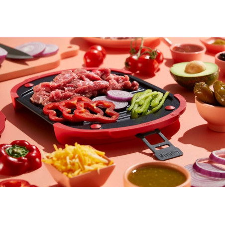 Σκεύος για ψήσιμο στο φούρνο μικροκυμάτων Lekue 1009082, 27x20,7,8x4,4 εκ., πλατινένιο σιλικόνη, ατσάλι με αντικολλητική επίστρωση, από 0 έως +240C, κόκκινο