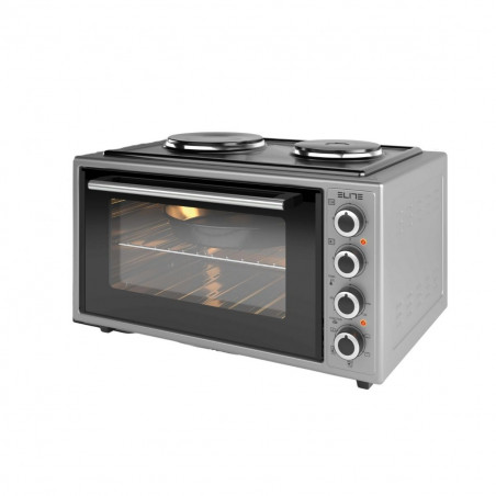 Μικρή κουζίνα Elite EMO-FL 48 2588, 2000W, 48 λίτρα, 3 λειτουργίες, 3 βαθμίδες εστίας, Διπλό τζάμι, Θερμοστάτης, Τουρμπο ανεμιστήρας, Γκρι