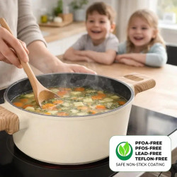 Σετ μαγειρικών σκευών Just Perfecto JL-331, 6 τεμάχια, Μαρμάρινη επίστρωση, Επαγωγική εστία, Γυάλινο καπάκι με οπή για ατμό, Μπεζ